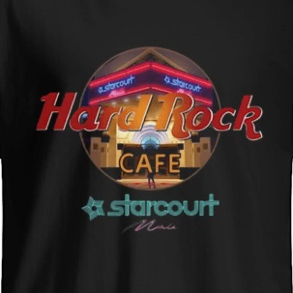 Hard Rock Cafe Starcourt Mall T-Shirt Retro Music Restaurant Graphic Fan Tee  90 - Picture 2 of 5